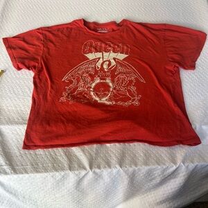 Queen Rock Band Red Short Sleeve Tee with Graphic
